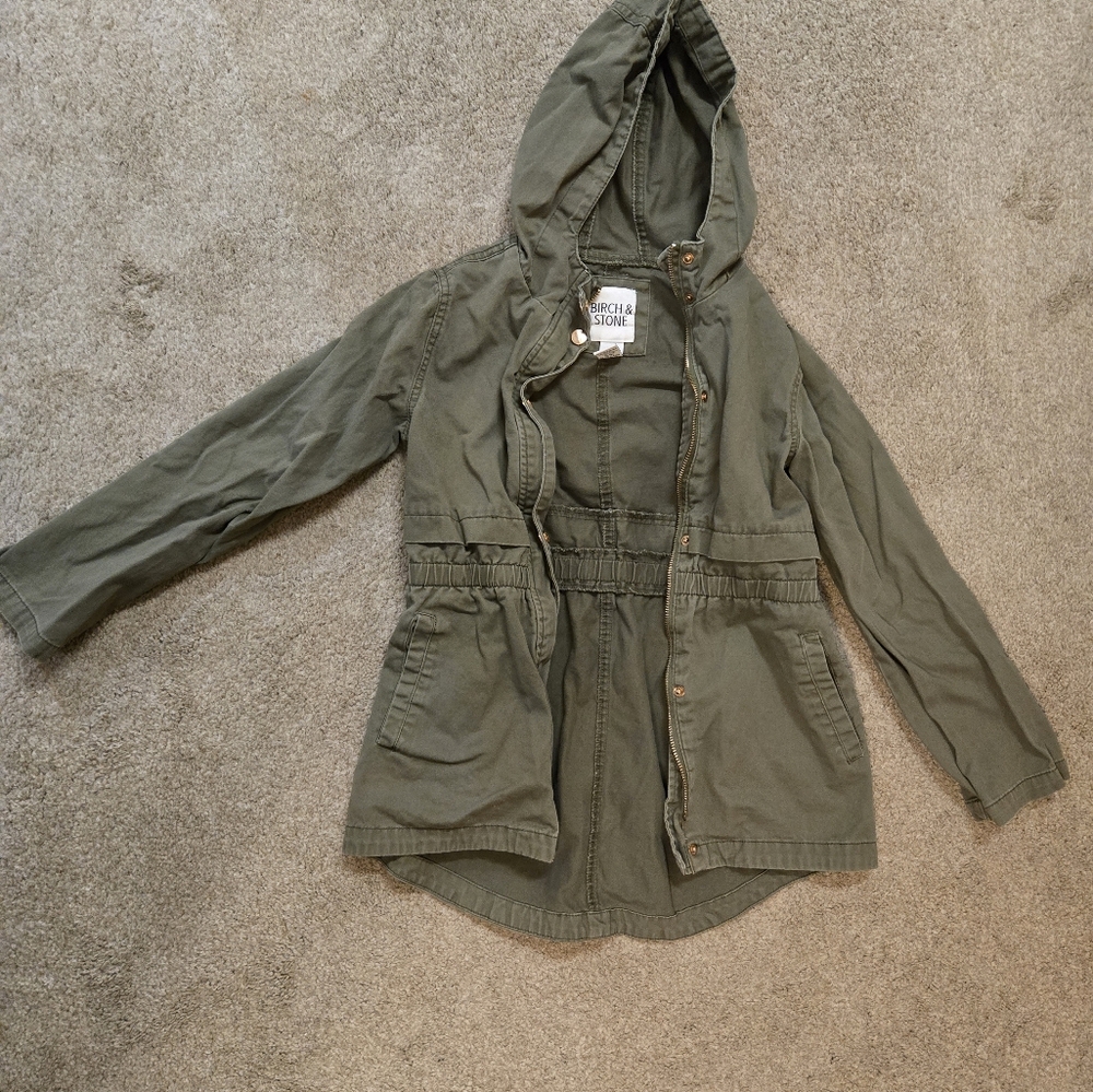 Girls Olive Green Hooded Jacket